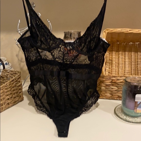 Dolls Kill Tops - TIC TOC BLACK LACE TEDDY BODYSUIT MEDIUM